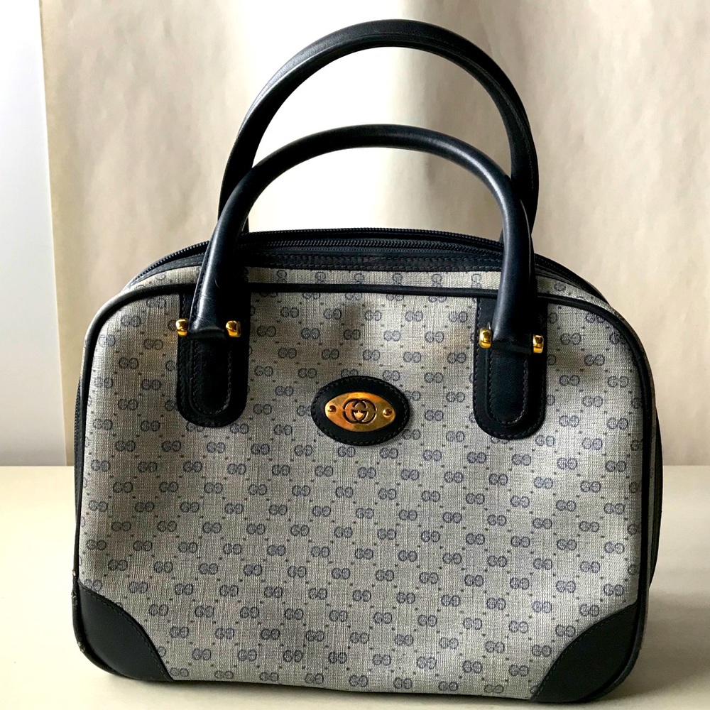 Vintage 80’s Gucci Blue Micro GG Top Handle Purse